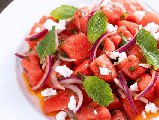 Salade de pastèque, feta et menthe